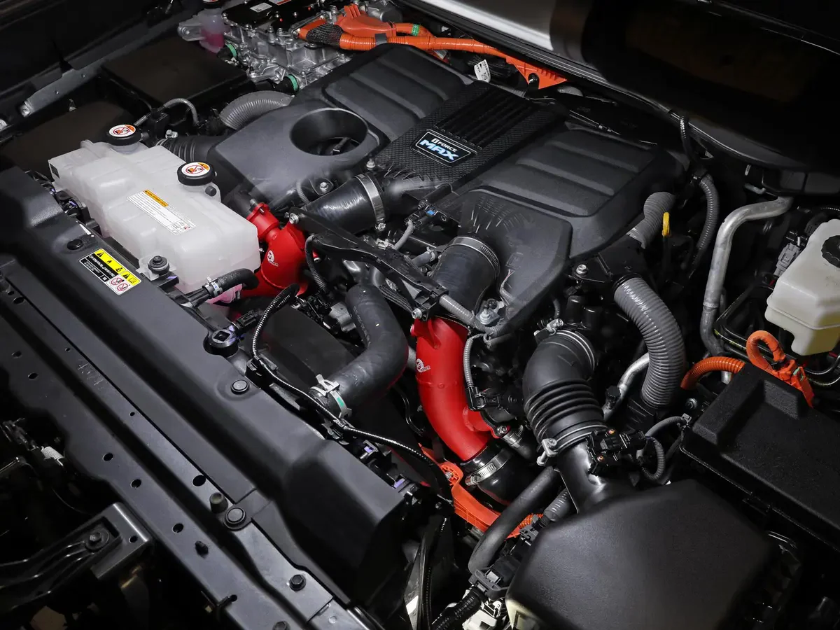 aFe POWER BladeRunner 2-1/2 IN Aluminum Hot Charge Pipe Red - 2022-2026 Toyota Tundra/Sequoia Hybrid - Image 3