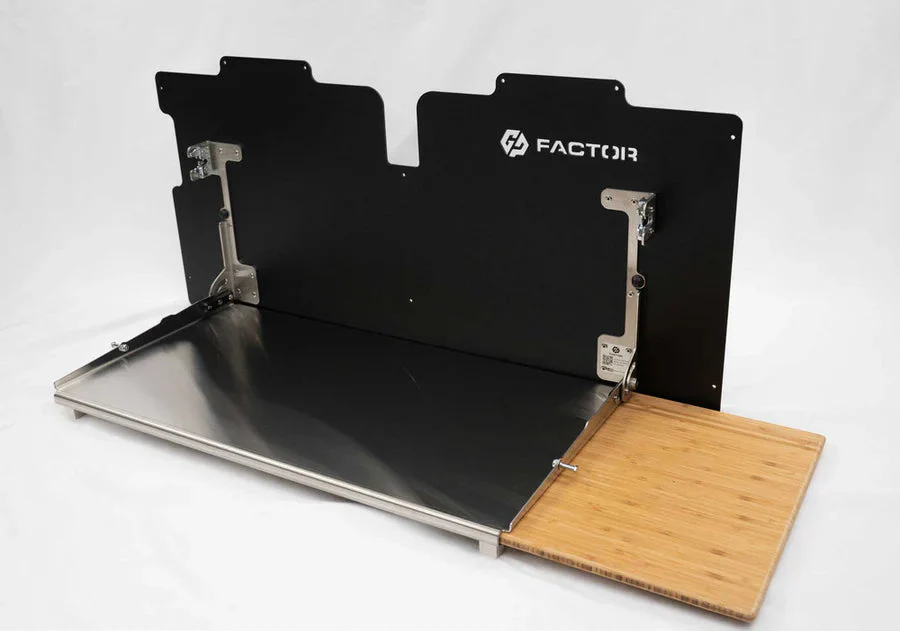 GP Factor Alu-Cab Canopy Camper Full Size Folding Table w/ Bamboo Cutting Board - Image 2
