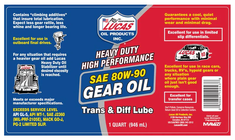 Lucas 80W-90 Gear Oil 1 Quart - Image 2